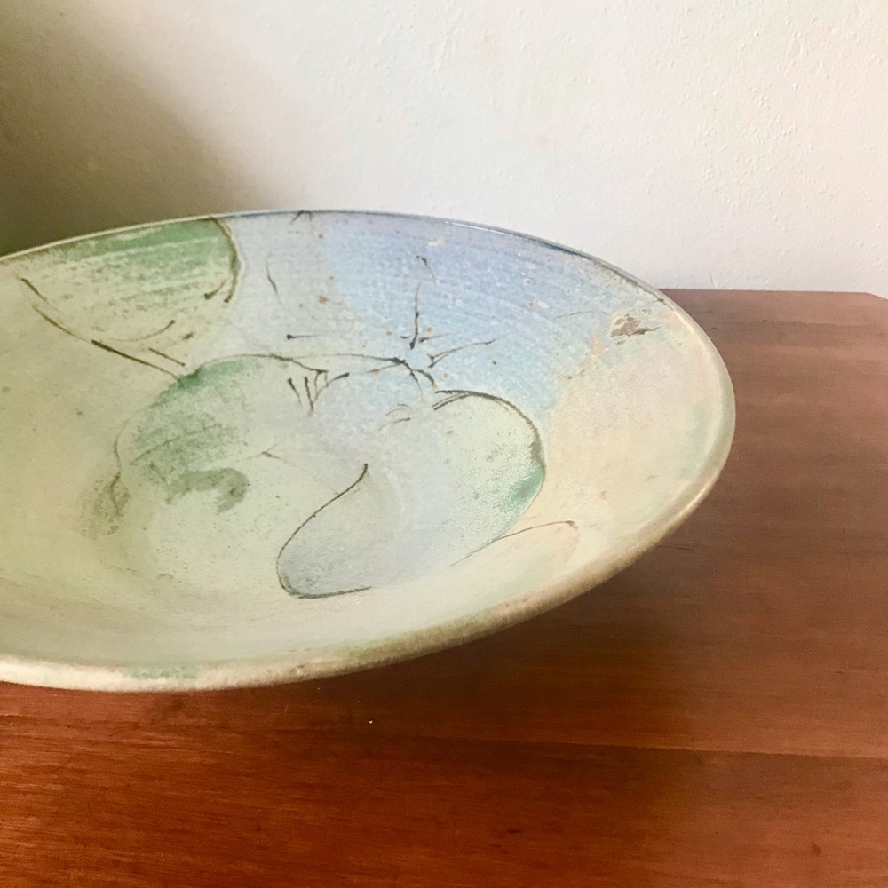 Large signed studio pottery ceramic bowl